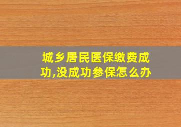 城乡居民医保缴费成功,没成功参保怎么办