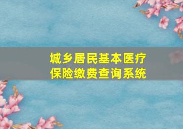 城乡居民基本医疗保险缴费查询系统