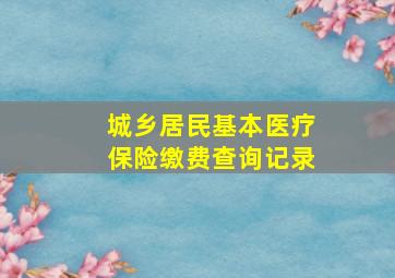 城乡居民基本医疗保险缴费查询记录