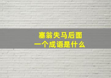 塞翁失马后面一个成语是什么