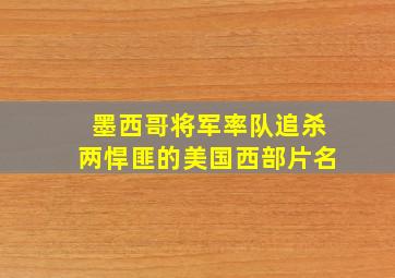 墨西哥将军率队追杀两悍匪的美国西部片名