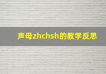 声母zhchsh的教学反思