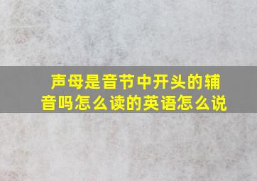 声母是音节中开头的辅音吗怎么读的英语怎么说