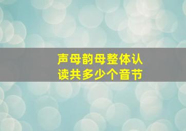 声母韵母整体认读共多少个音节