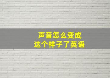 声音怎么变成这个样子了英语