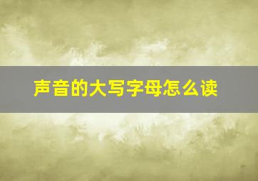 声音的大写字母怎么读