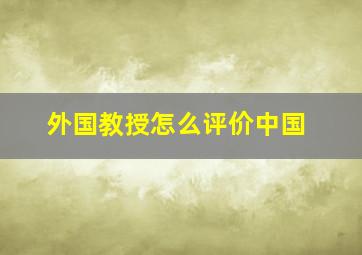 外国教授怎么评价中国