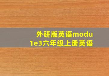 外研版英语modu1e3六年级上册英语