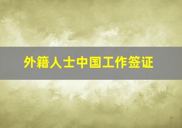 外籍人士中国工作签证