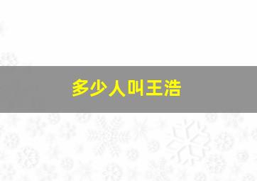 多少人叫王浩