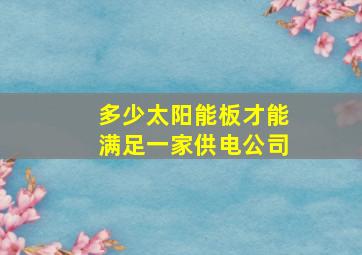 多少太阳能板才能满足一家供电公司