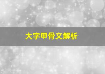 大字甲骨文解析