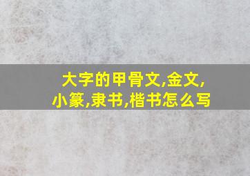 大字的甲骨文,金文,小篆,隶书,楷书怎么写