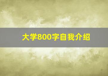 大学800字自我介绍