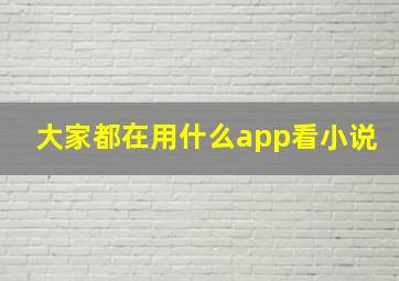 大家都在用什么app看小说