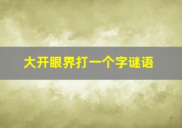 大开眼界打一个字谜语