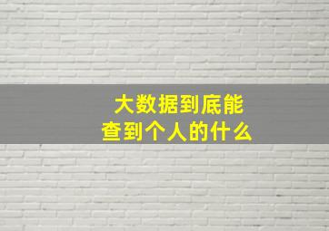 大数据到底能查到个人的什么