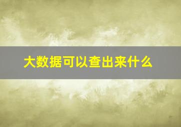 大数据可以查出来什么