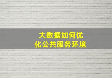 大数据如何优化公共服务环境