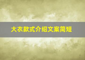 大衣款式介绍文案简短