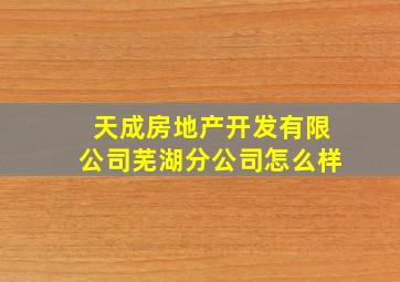 天成房地产开发有限公司芜湖分公司怎么样