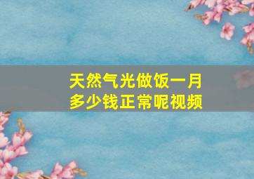 天然气光做饭一月多少钱正常呢视频