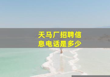 天马厂招聘信息电话是多少