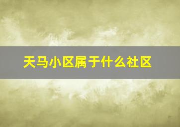 天马小区属于什么社区