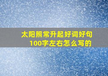 太阳照常升起好词好句100字左右怎么写的