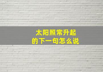 太阳照常升起的下一句怎么说