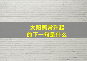 太阳照常升起的下一句是什么