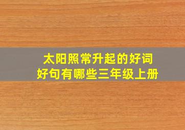 太阳照常升起的好词好句有哪些三年级上册