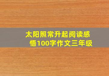 太阳照常升起阅读感悟100字作文三年级