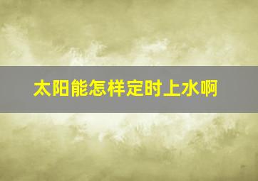 太阳能怎样定时上水啊