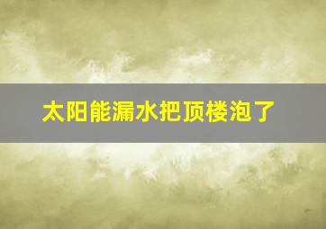 太阳能漏水把顶楼泡了