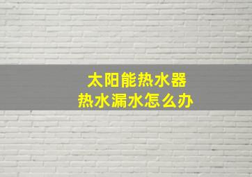 太阳能热水器热水漏水怎么办