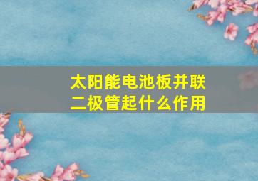 太阳能电池板并联二极管起什么作用