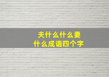 夫什么什么妻什么成语四个字