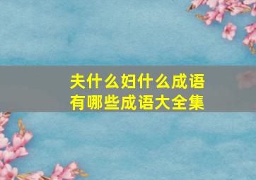 夫什么妇什么成语有哪些成语大全集