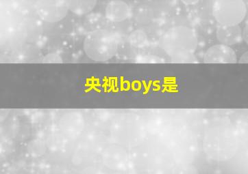 央视boys是