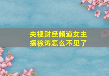 央视财经频道女主播徐涛怎么不见了