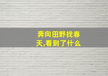 奔向田野找春天,看到了什么