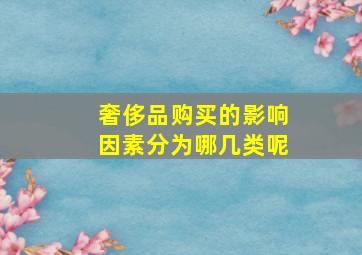 奢侈品购买的影响因素分为哪几类呢