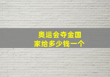 奥运会夺金国家给多少钱一个