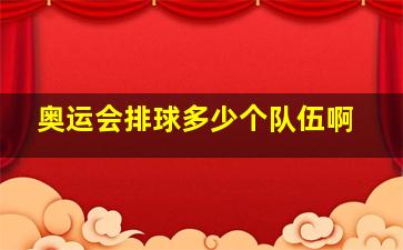 奥运会排球多少个队伍啊