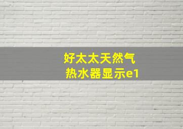 好太太天然气热水器显示e1