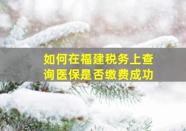 如何在福建税务上查询医保是否缴费成功