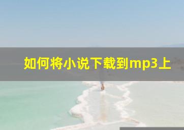 如何将小说下载到mp3上