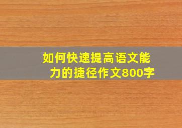 如何快速提高语文能力的捷径作文800字