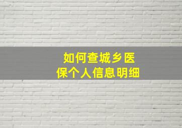 如何查城乡医保个人信息明细